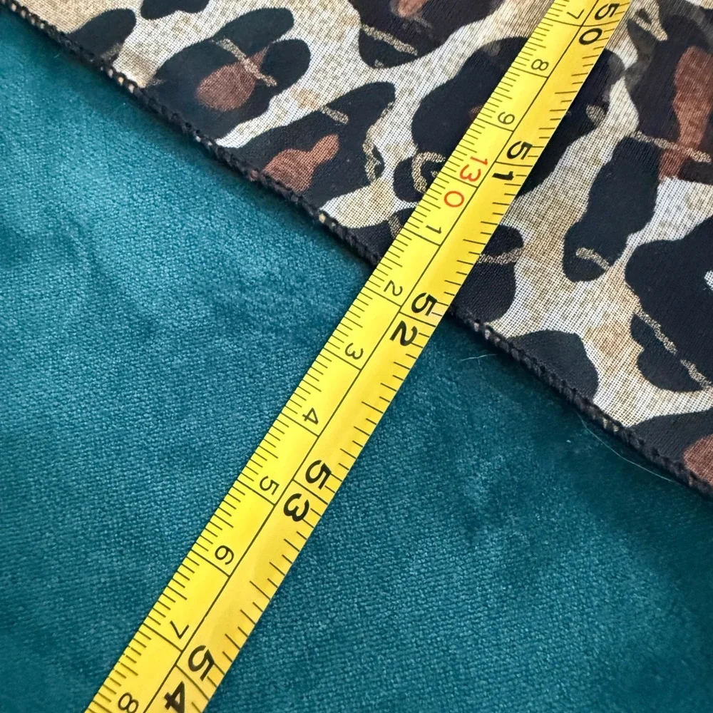 Leopard Print Sheer Scarf Gold Metallic Thread Lightweight Rectangular‎ Wrap USA